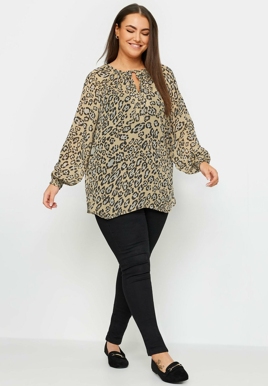 

Блуза LEOPARD PRINT TIE NECK Yours Clothing, коричневый