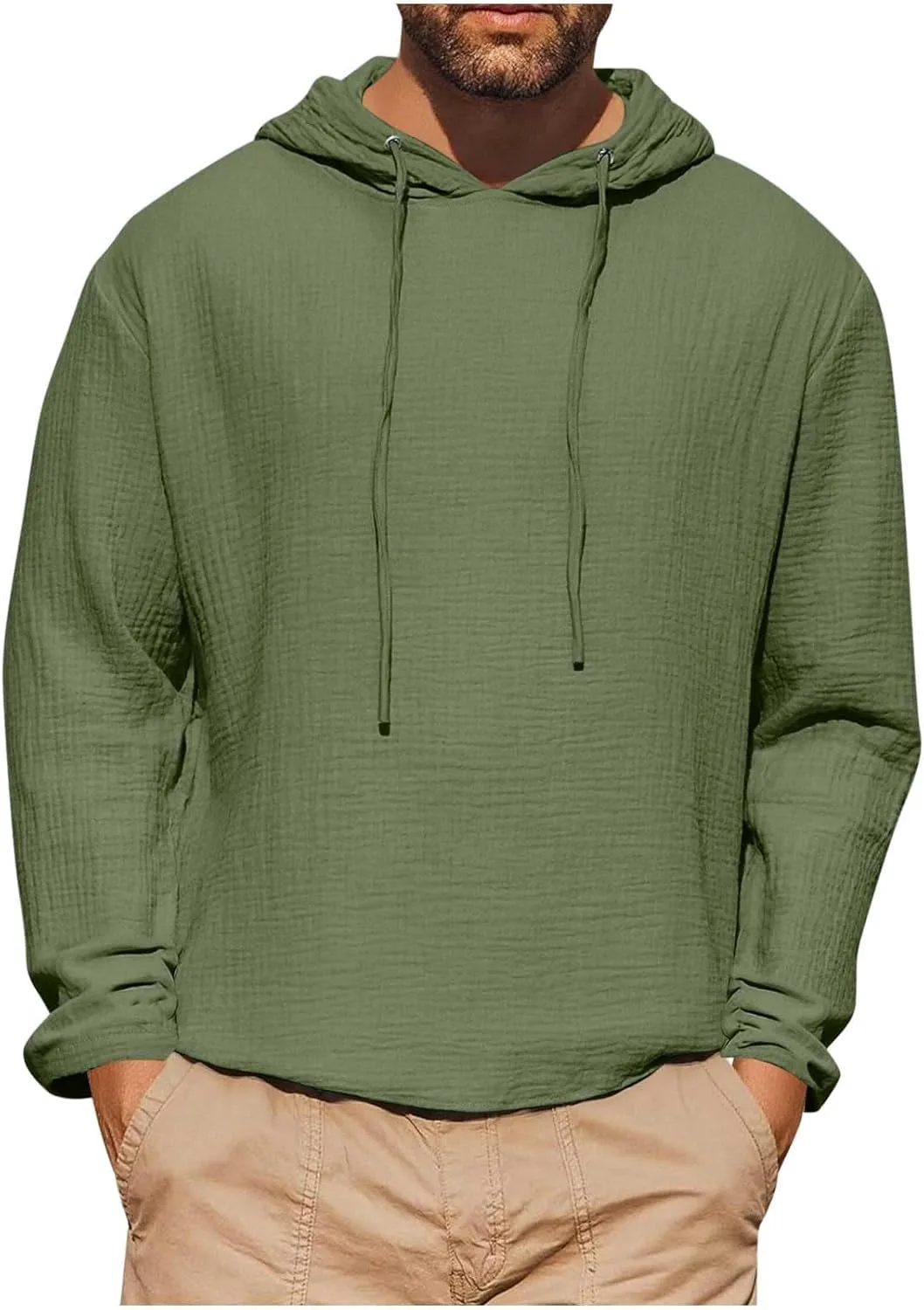 

Мужская хлопковая льняная толстовка с капюшоном летняя облегченная