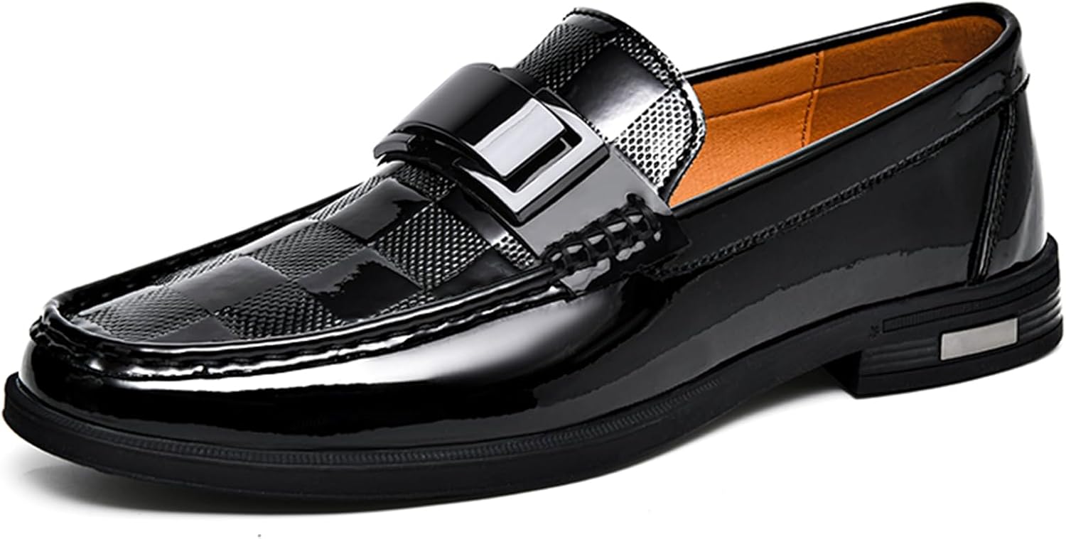 

Мужские классические туфли Abborora, лоферы-слипоны с металлической пряжкой, формальные и повседневные мокасины из кожи, черный