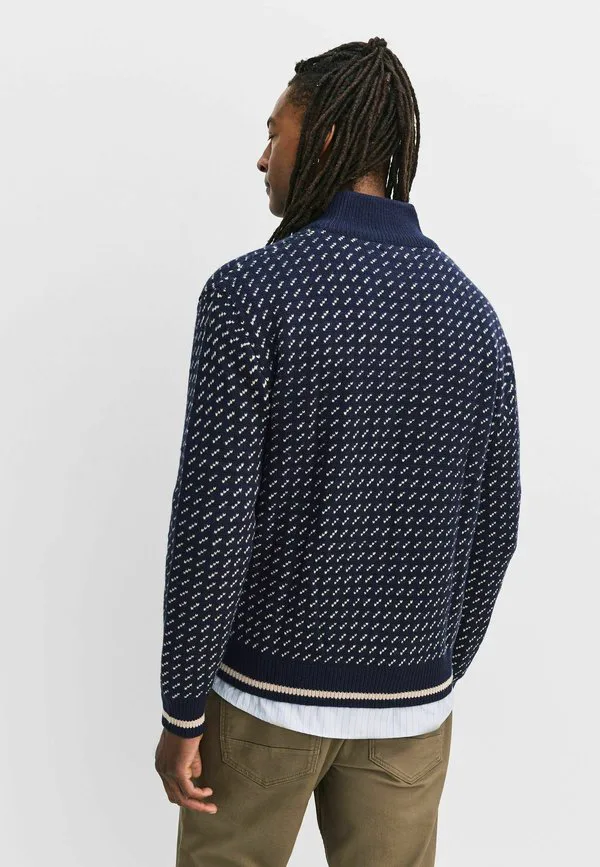 Кардиган с геометрическим узором и застежкой-молнией Next, Navy Blue Ecru White — фото 3