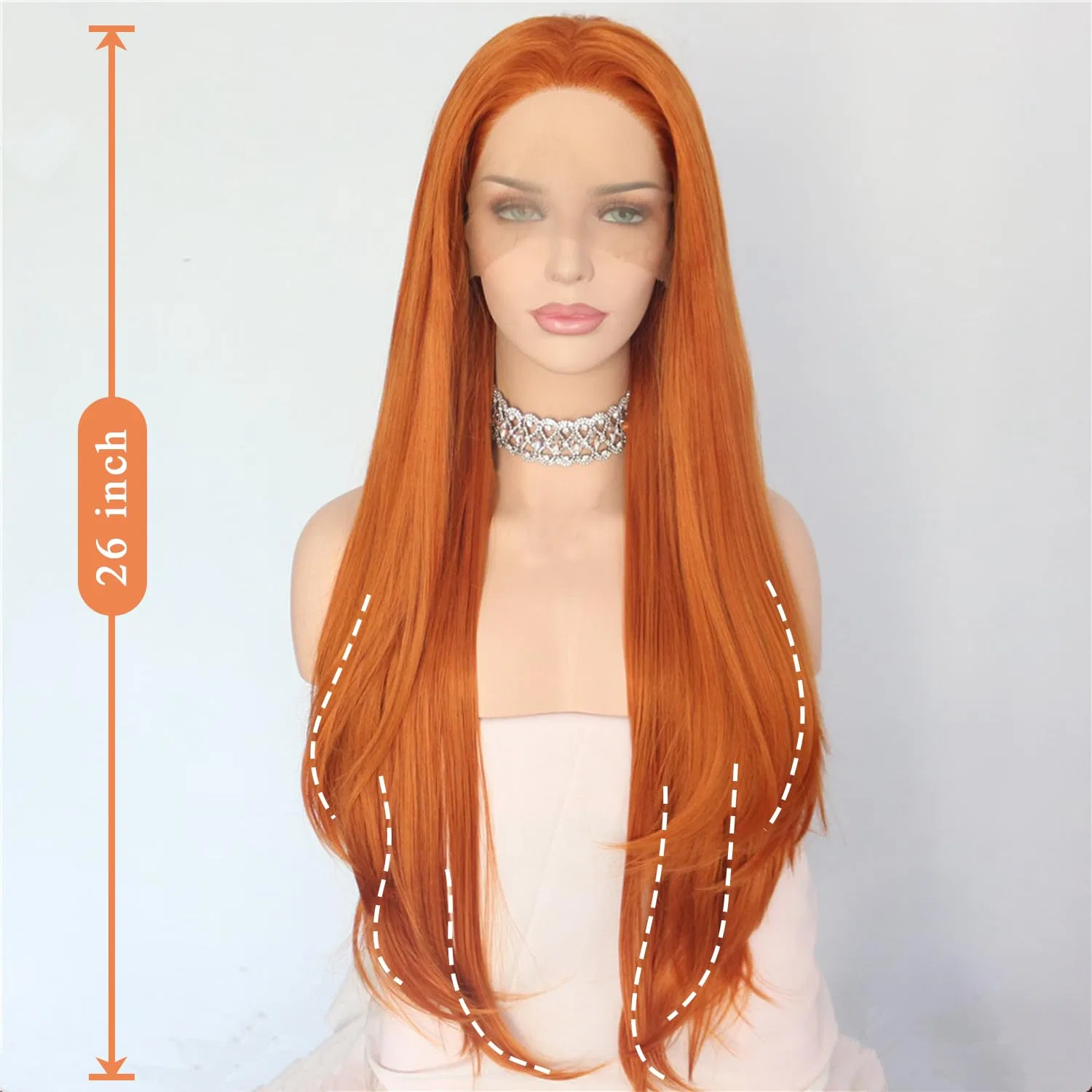 Оранжевый прямой синтетический парик Sapphirewigs 26 дюймов Sapphirewigs, Orange — фото 2