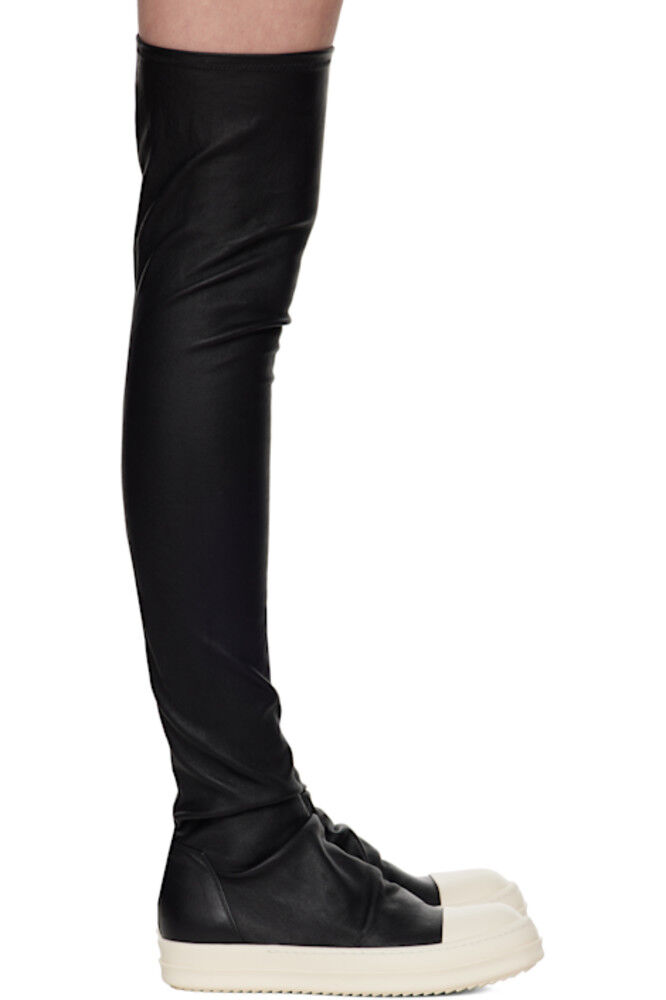 Черные голливудские чулки до колена, высокие сапоги Rick Owens