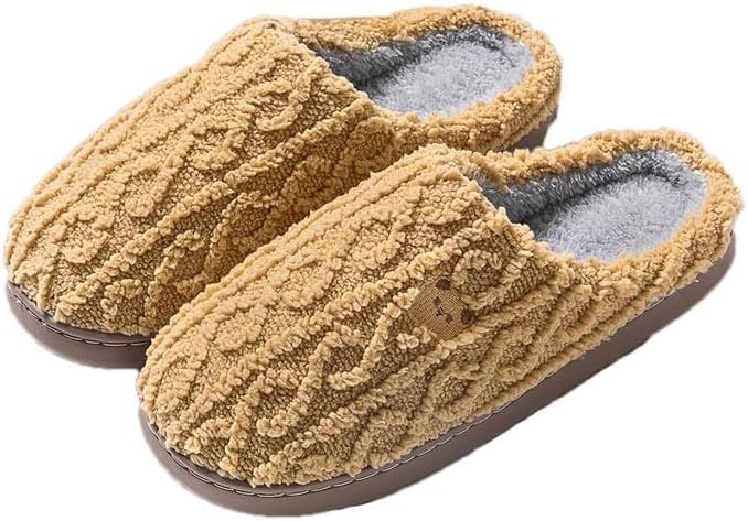 

Женские и мужские вязаные шерстяные домашние тапочки с мягким флисом и ортопедической подошвой, противоскользящие Jaderich, Coffee