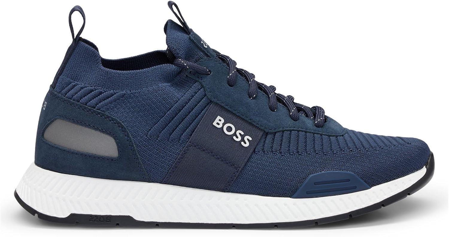 

Кроссовки BOSS Mens Titanium Runn TTNM EVO с замшевой отделкой в стиле носка, размер, темно-синий