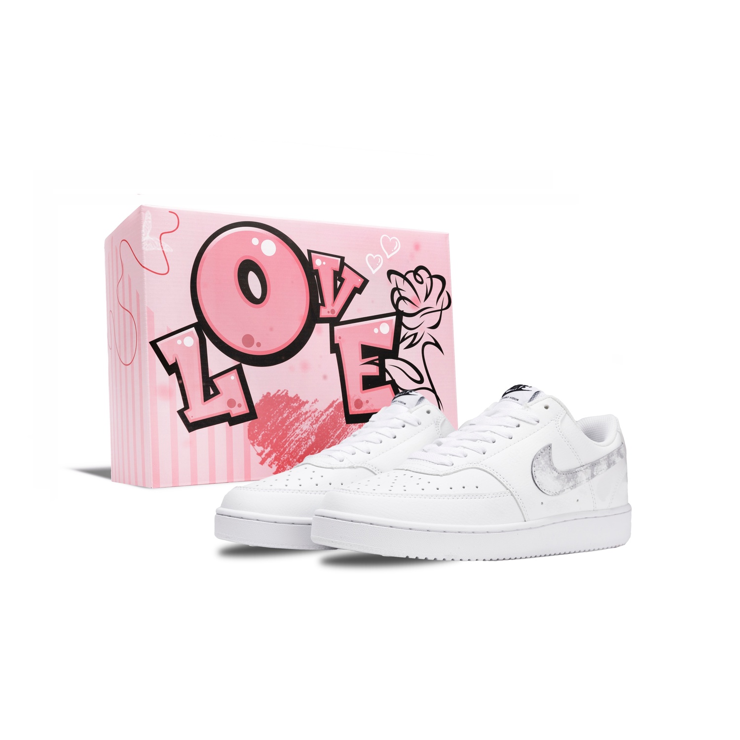 

Court Vision 1 Sunshine Bright устойчивые к истиранию низкие скейтборд кроссовки мужские white Nike, светло-серый