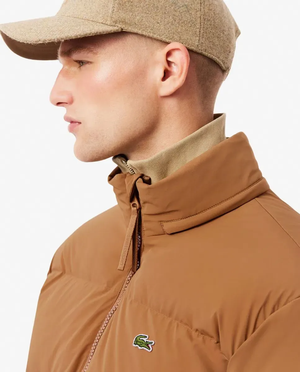 Мужская стеганая куртка с водоотталкивающим капюшоном Lacoste, светло-коричневый — фото 3
