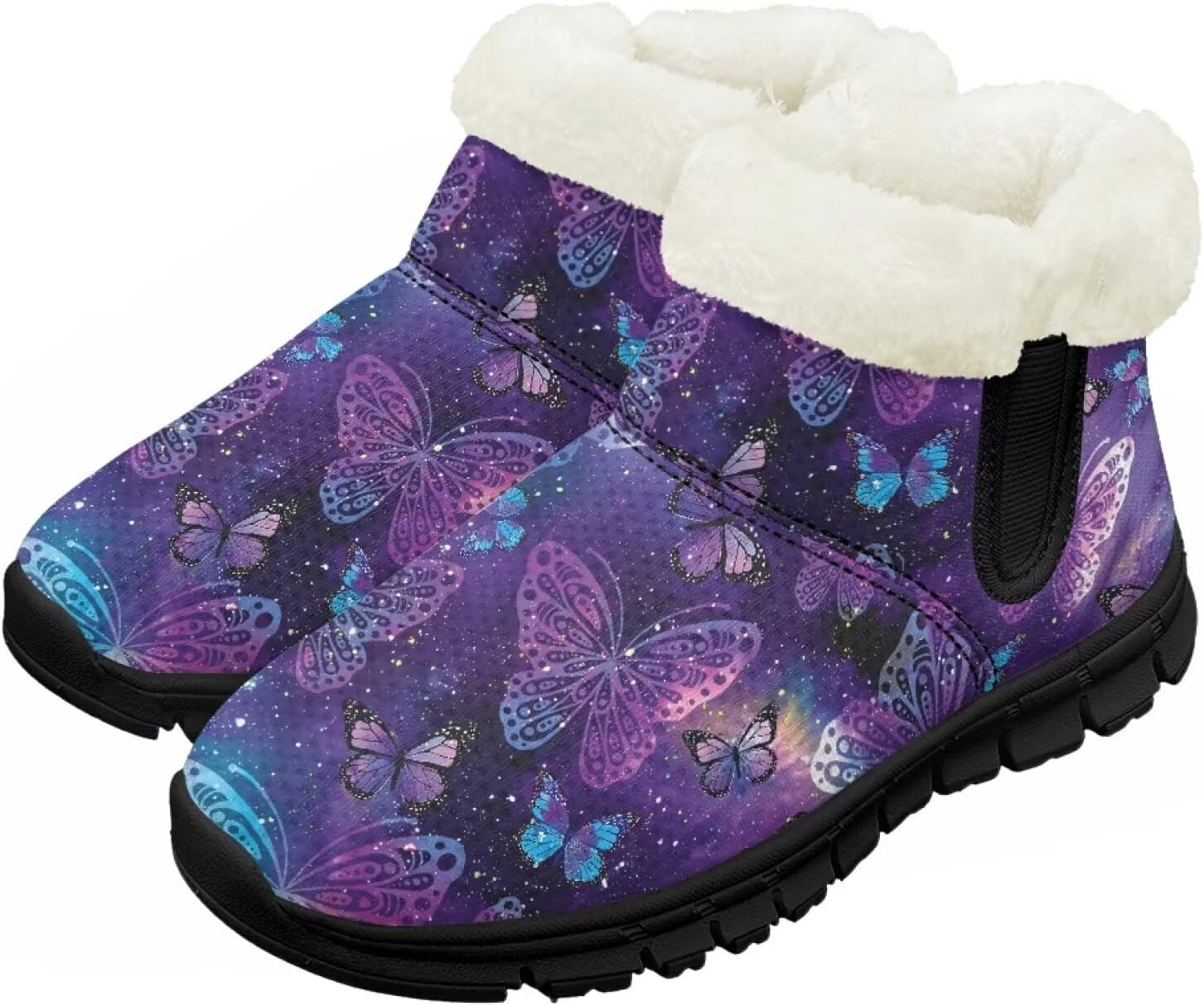 

Детские зимние ботинки Chririnla для мальчиков и девочек, утепленные высокие кеды «босиком» с противоскользящей подошвой и флисовой подкладкой, пушистые слипоны, фиолетовый