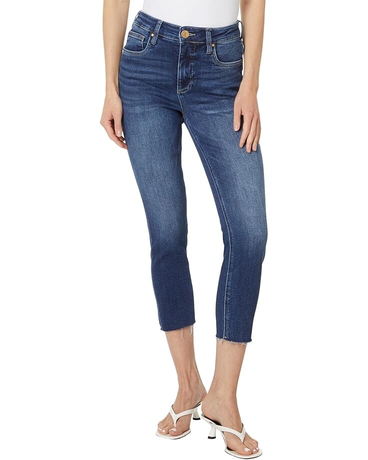 

Джинсы KUT from the Kloth Rachael Petite High-Rise Fab Ab Mom Raw Hem in Explore, цвет Explore