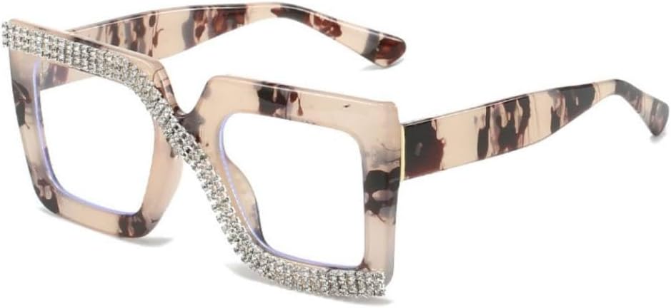 

Солнцезащитные очки 2027 года, большие квадратные, с бриллиантовой оправой, для женщин, модные, для работы за компьютером, с прозрачными линзами, декоративное украшение MTZJH, 2