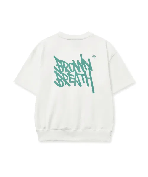 Детская хлопковая футболка с логотипом BROWNBREATH KIDS кремовая — фото 2