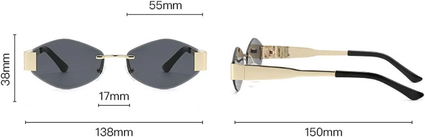 

Солнцезащитные очки Laureles в стиле ретро без оправы, многоугольные, металлические, для мужчин и женщин, винтажные солнцезащитные очки без оправы для женщин, C1