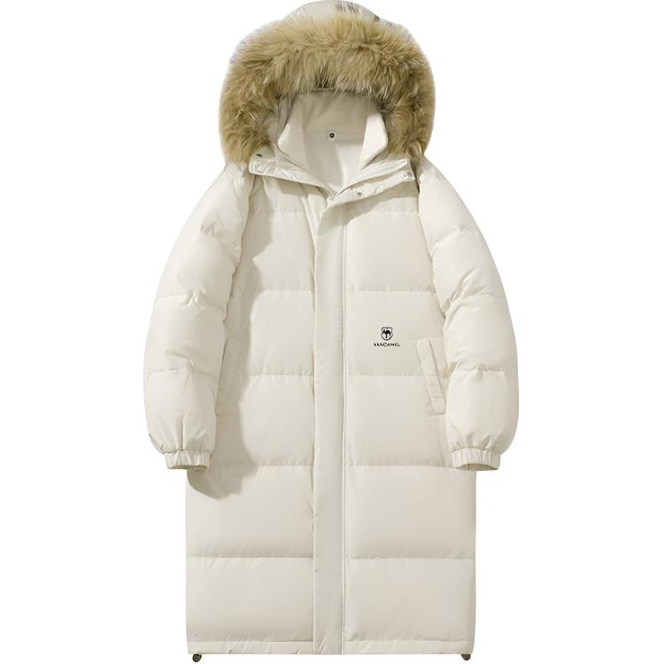 

Пуховик Unisex с меховым воротником утепленный стеганый VanCamel, бежевый оранжевый