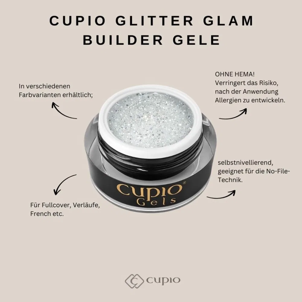 Гель-строитель Glitter Glam Sassy 15 мл, красный с блестками Cupio