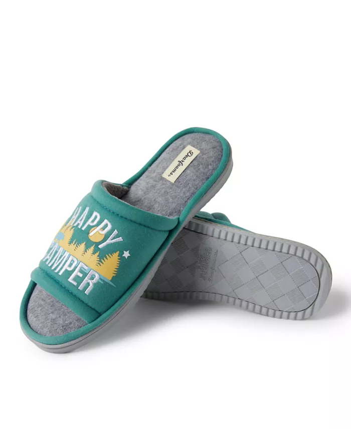 Мужские домашние тапочки Lennox Happy Camper вязаные для душа Dearfoams, зеленый — фото 4