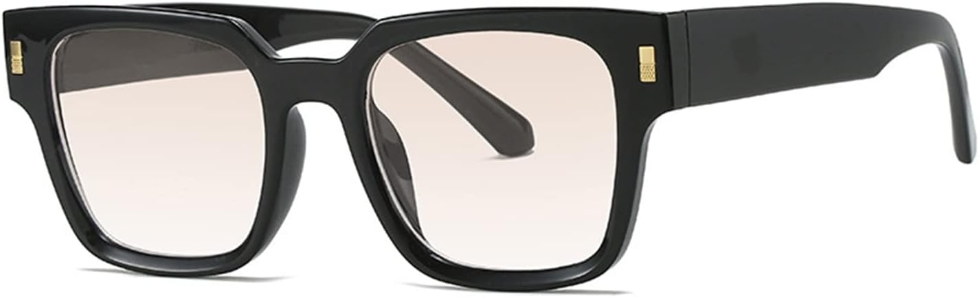 

Популярные и модные квадратные солнцезащитные очки для женщин в стиле ретро с прозрачными градиентными линзами и защитой от УФ-излучения UV400 для мужчин YGDBXHYD, Black Light Tea