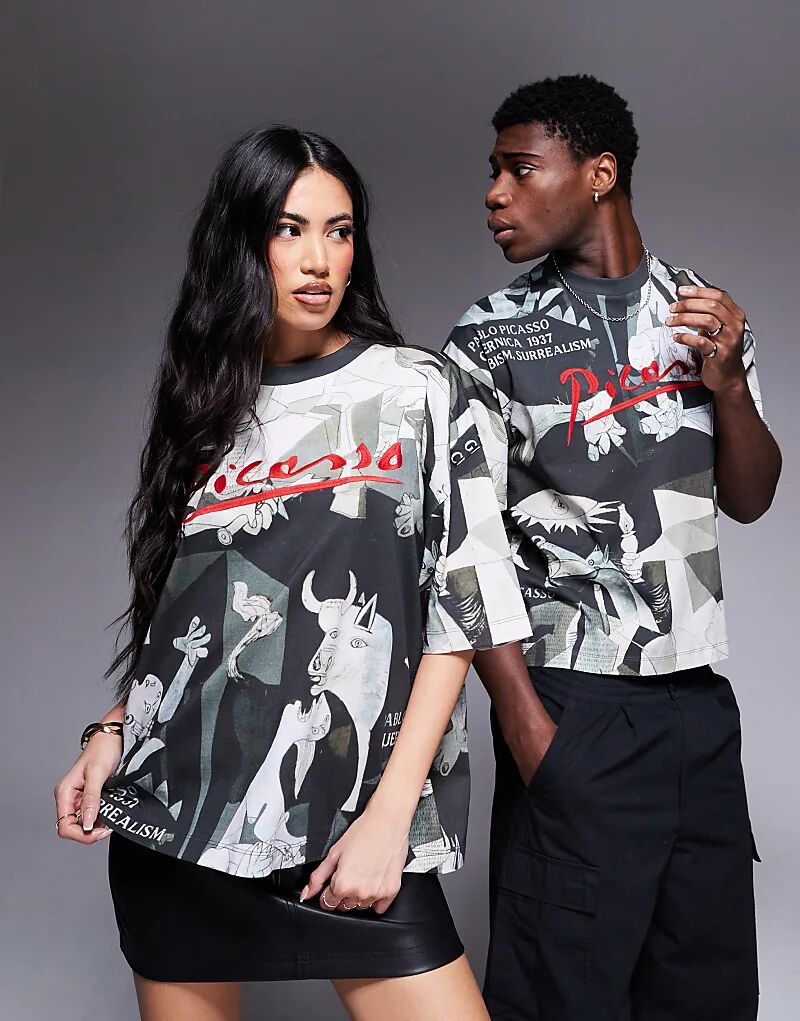 

Футболка свободного кроя унисекс ASOS DESIGN oversize с лицензионным принтом Пикассо черного цвета