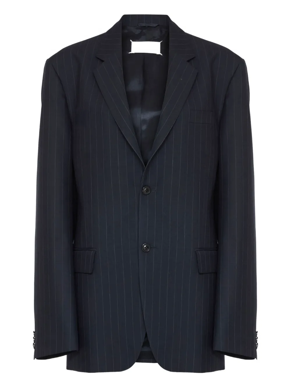 

Однобортный пиджак в тонкую полоску Maison Margiela, синий