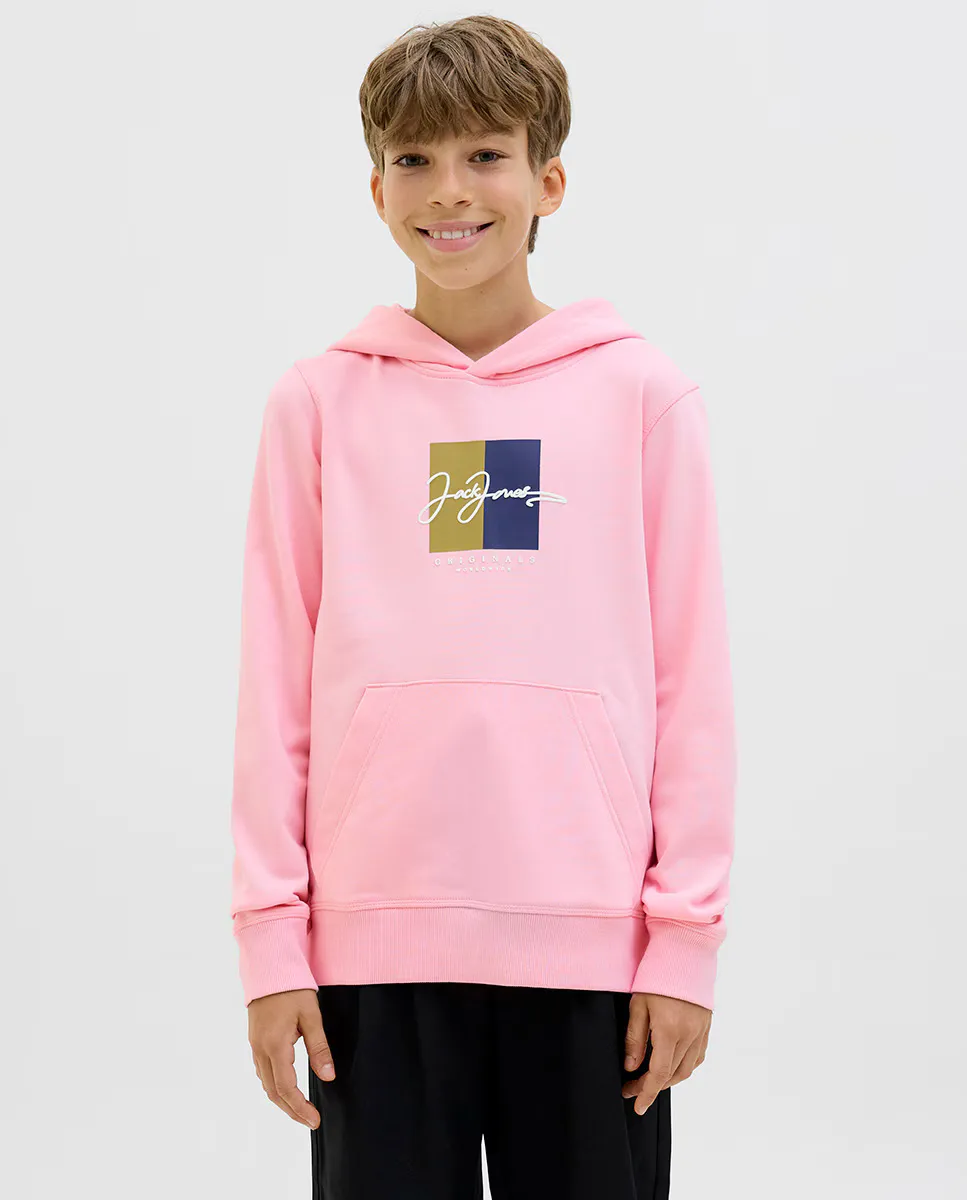 

Толстовка с капюшоном для мальчиков с логотипом спереди Jack & Jones, розовый