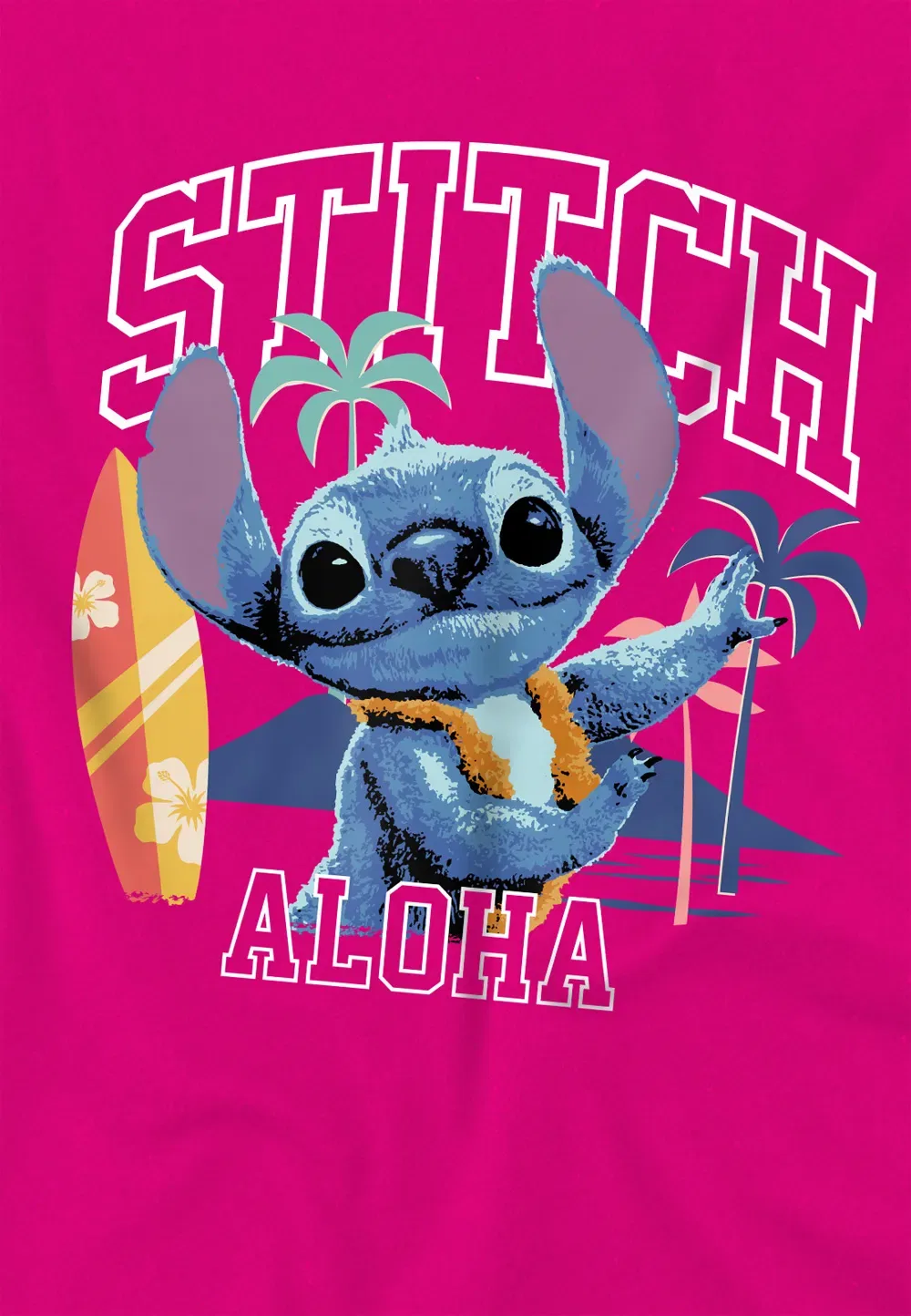 Футболка детская с принтом Lilo & Stitch Disney, ярко-розовый — фото 2