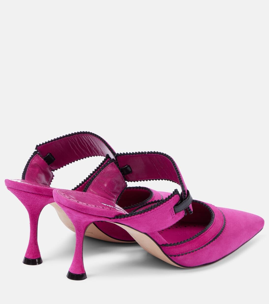 Замшевые мюли Brontiamusa 70 Manolo Blahnik, цвет 6533 dpnk/0015 blck — фото 2