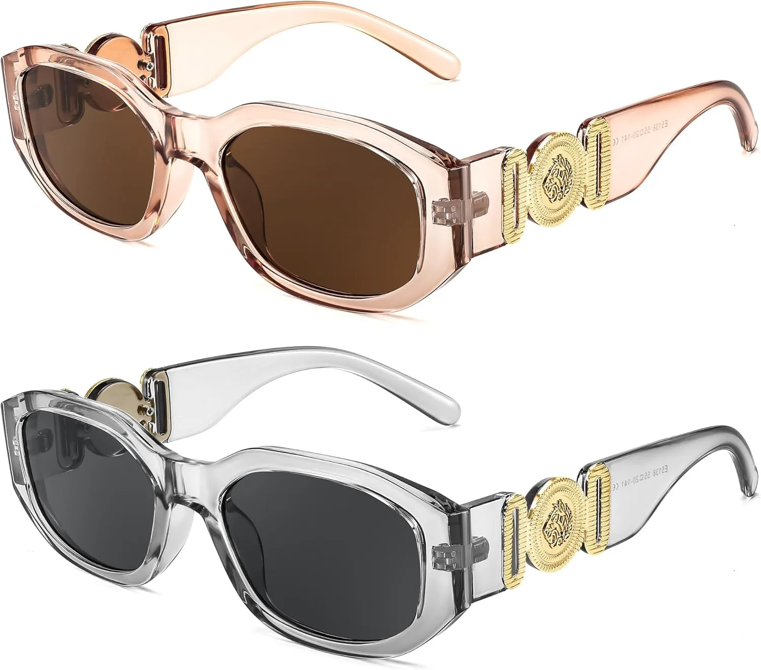 

Солнцезащитные очки FEISEDY в стиле ретро, ​​прямоугольные, для женщин и мужчин, винтажные, 90-е, маленькие, узкие, квадратные, модель B2322, 2 Pack Tea+gray