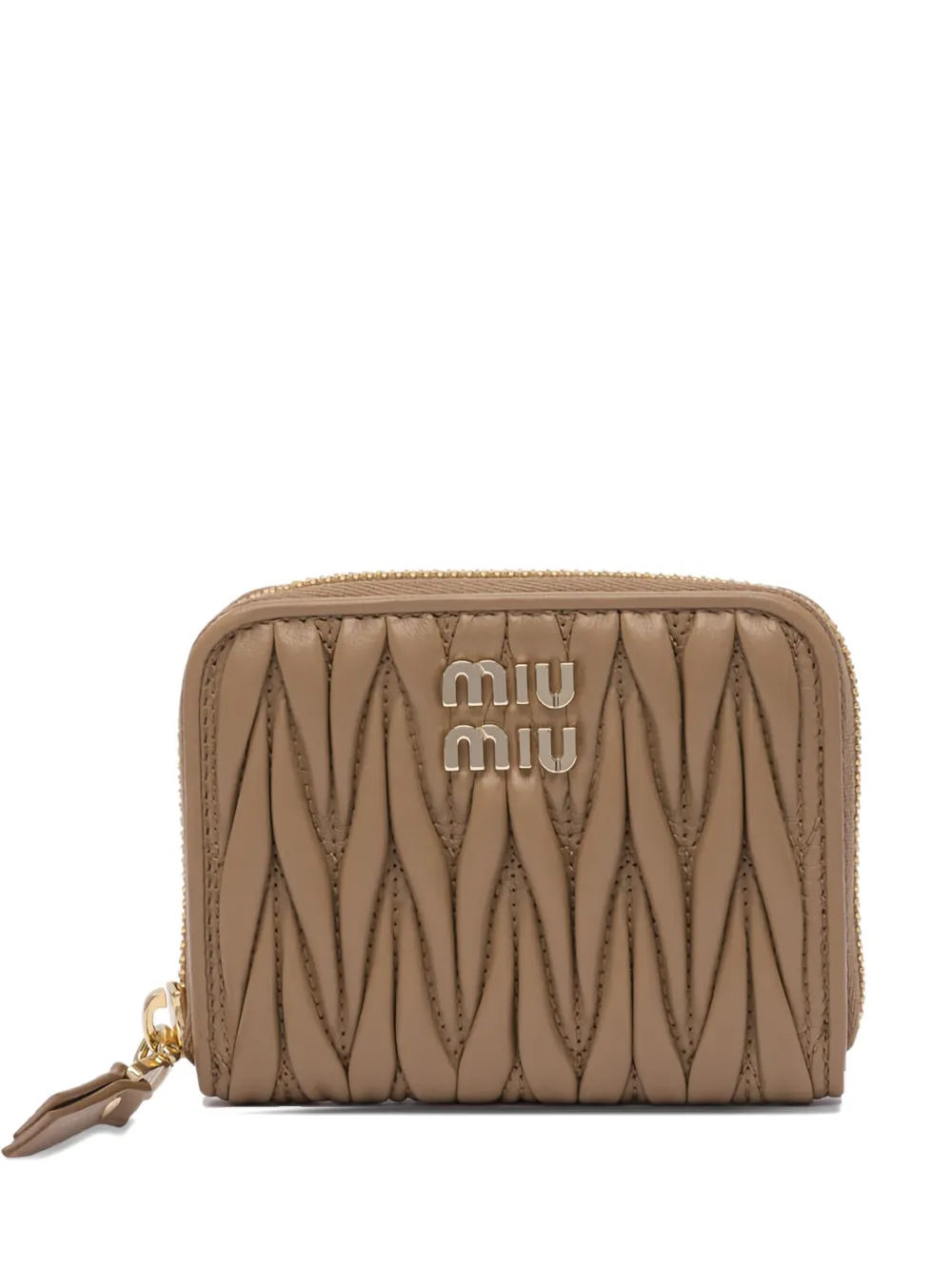 

Стеганый кошелек с круговой молнией Miu Miu, коричневый