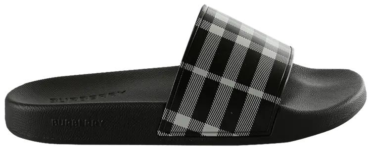 

Шлепанцы Burberry в клетку «Черная ситцевая ткань»