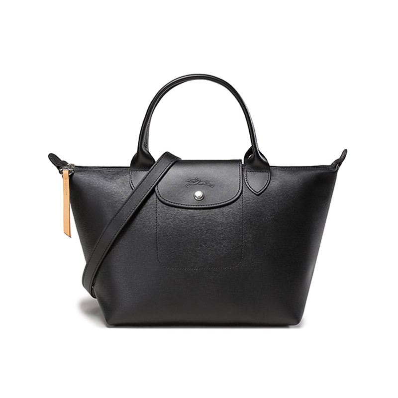 

LONGCHAMP Сумка Le Pliage из кожи и холста малая женская черная, Black