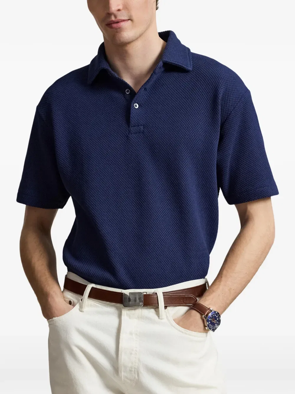 Текстурированная рубашка поло Polo Ralph Lauren, синий — фото 3