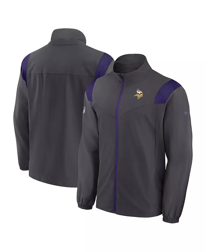 

Мужская антрацитовая куртка Minnesota Vikings Sideline с тканым логотипом и молнией по всей длине Nike
