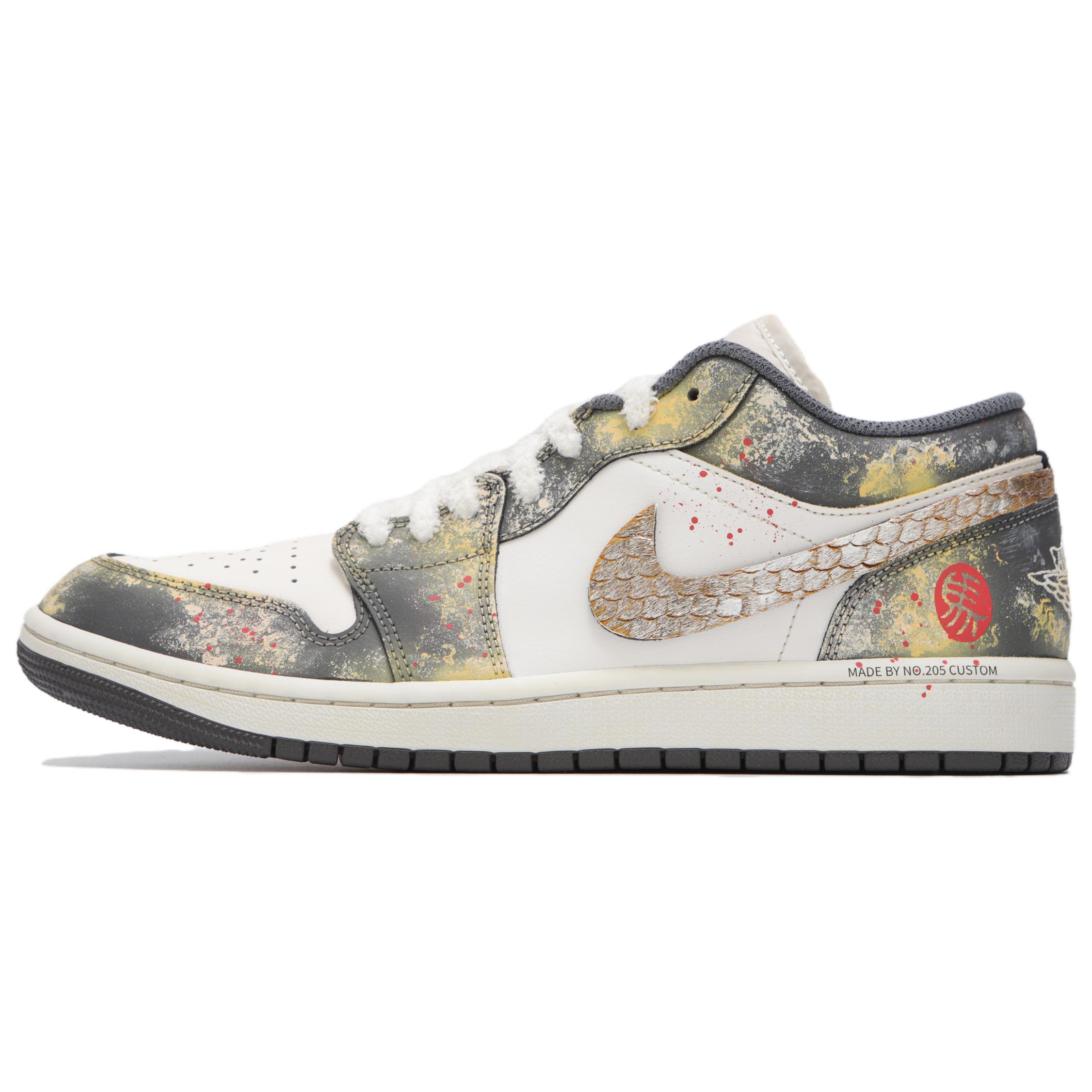 

Jordan Air 1 Abrasion Resistant Low top Vintage Basketball Shoes Men's Gray Gold