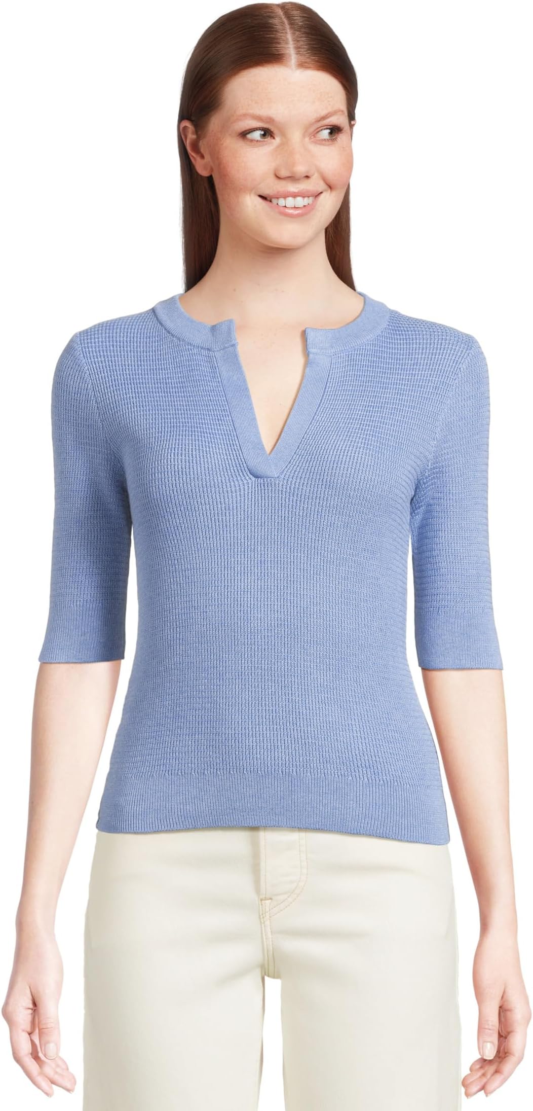 

Свитер Lilla P Elbow Sleeve Split Neck Sweater, цвет Marlin