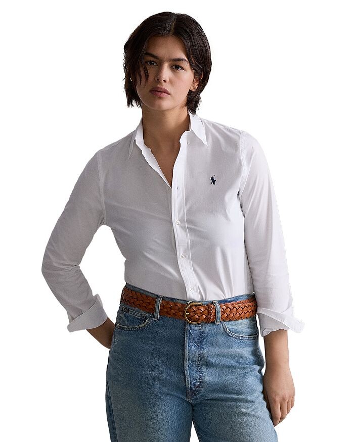 

Рубашка узкого кроя из эластичного поплина Ralph Lauren, белый
