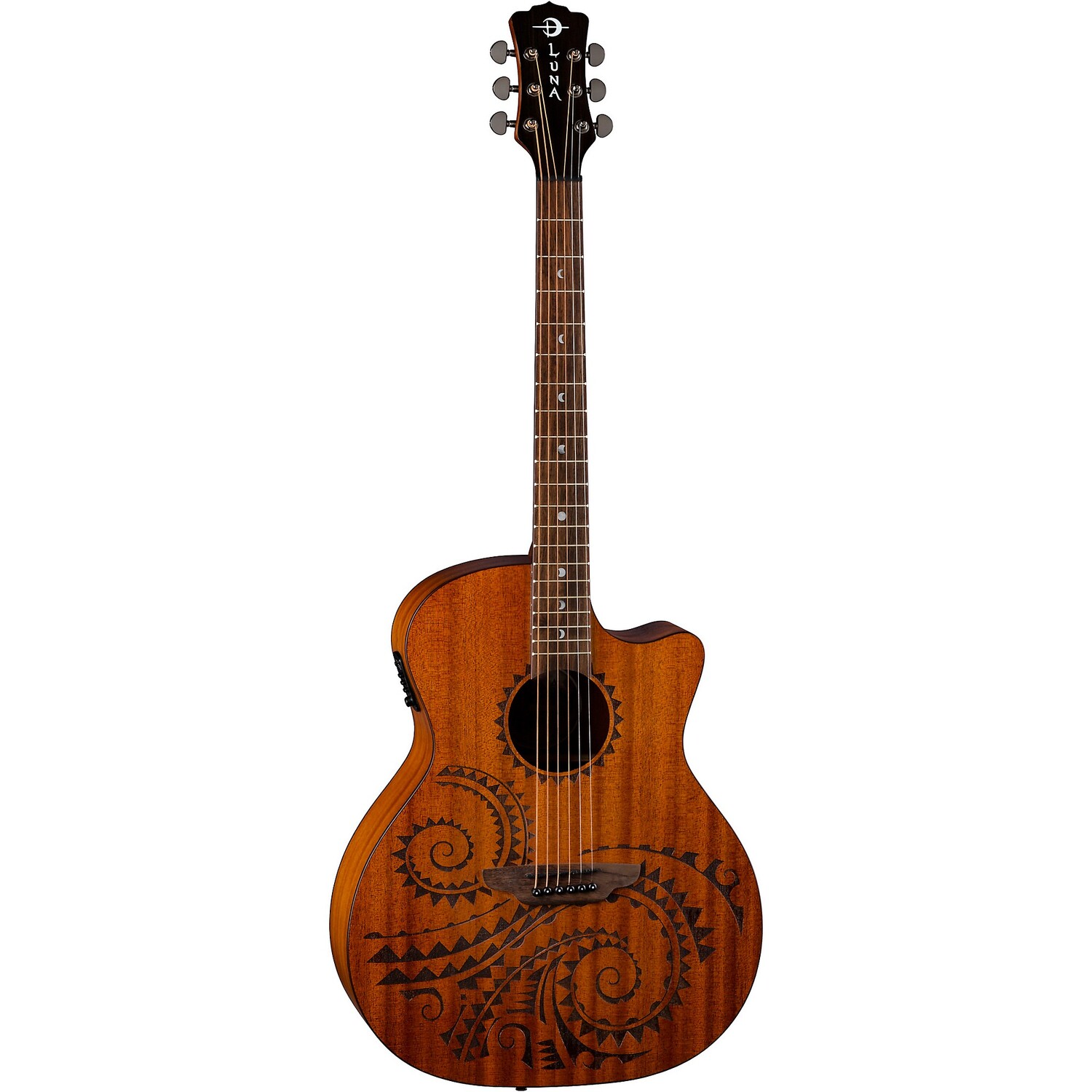 

Luna Guitars Gypsy Tattoo Mahogany Акустически-электрическая концертная гитара Satin Natural