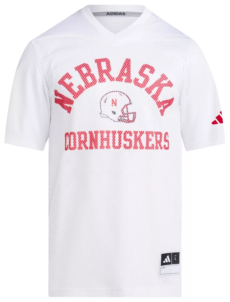 

Мужская белая футбольная майка Adidas Nebraska Cornhuskers Replica Tailgate