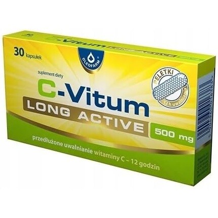 

Oleofarm C-Vitum Витамин С пролонгированного действия длительного действия, 500 мг в капсуле, Добавка
