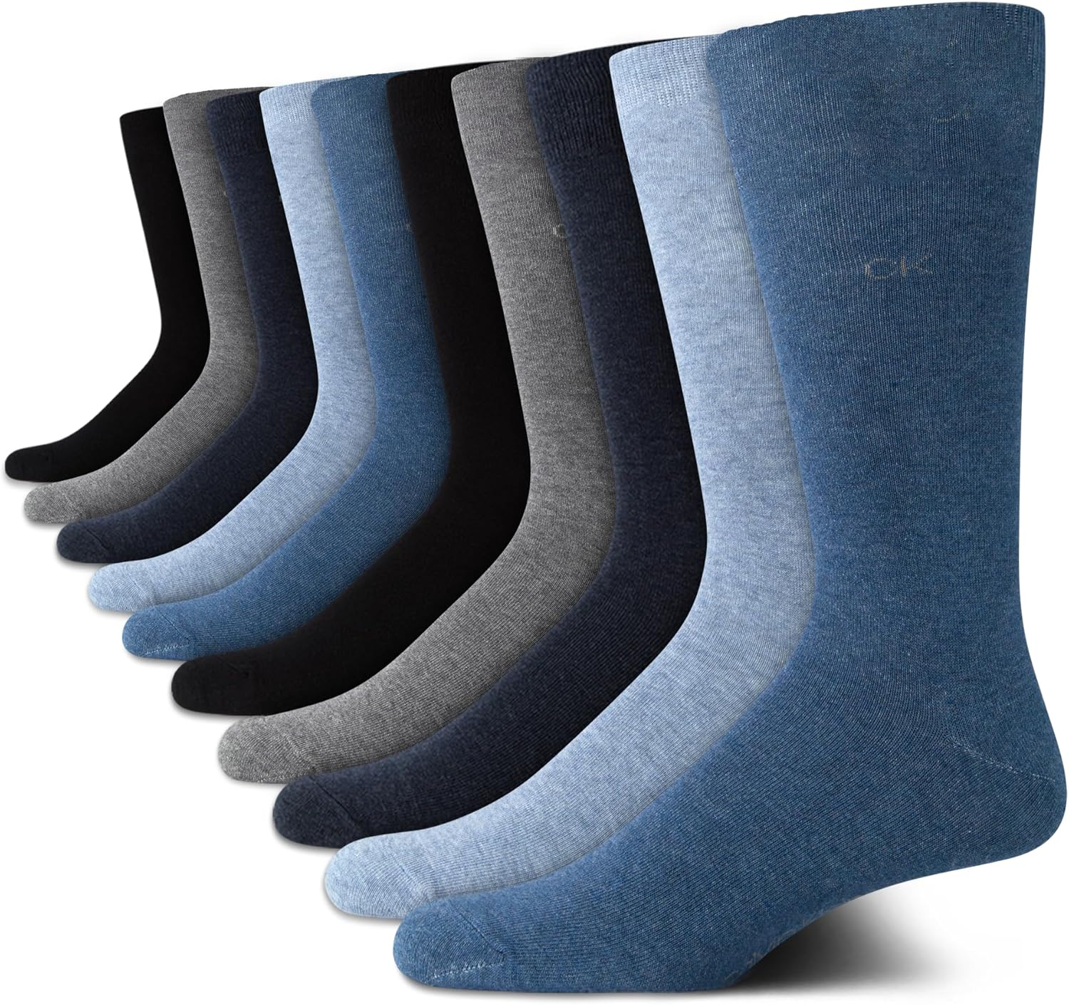 

Мужские носки Calvin Klein под повседневную одежду - 10 пар мягких хлопковых носков для мужчин - классический комфорт, манжеты, смешанный узор, Blue Multi