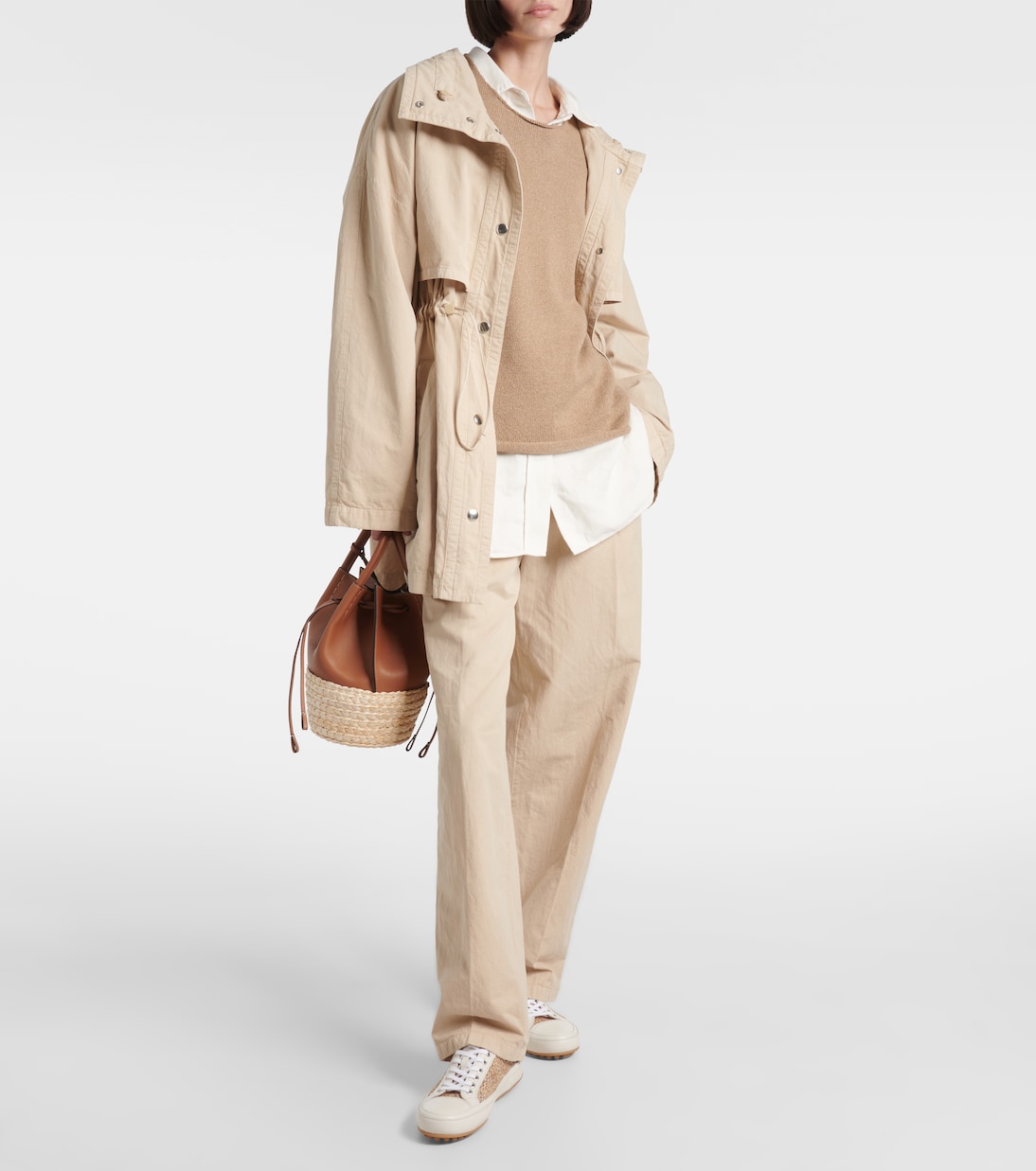 Кроссовки из твида с кожаными вставками Tod's, Cappuccino — фото 3