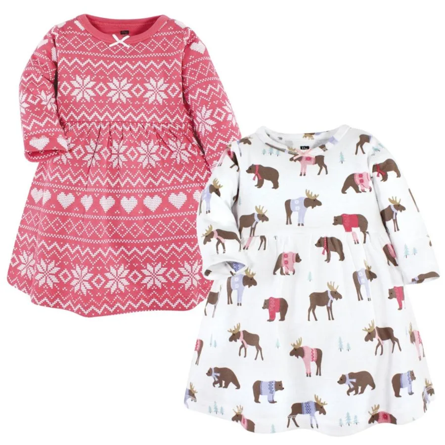 Комплект из двух платьев с длинными рукавами Hudson Baby, розовый moose bear
