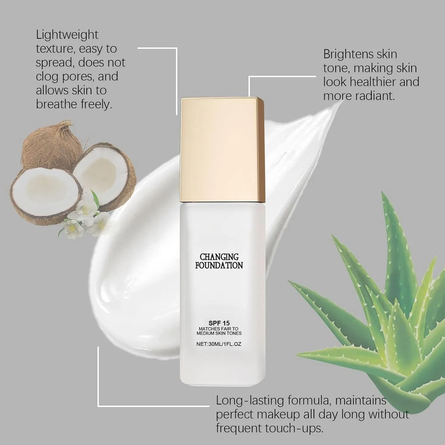 Тональная основа с SPF 15, меняющая цвет, для сияющего цвета лица Generisch, 3Pc — фото 4