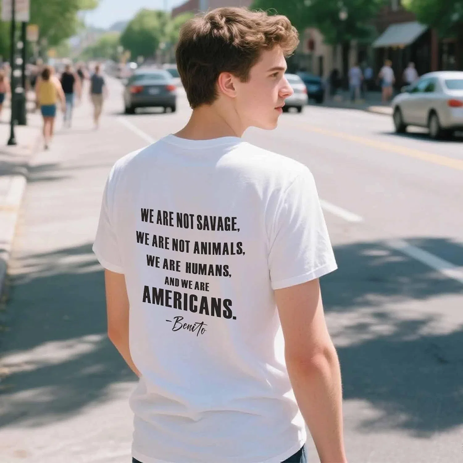 Футболка We are Americans, We are not Savage, We are Humans, 2026 Generic, белый — фото 3
