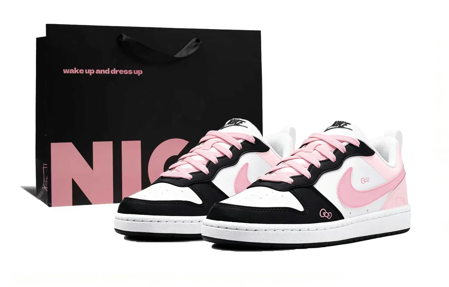 Кроссовки кожаные Court Borough Low Top детские для скейтбординга Black Unisex Nike