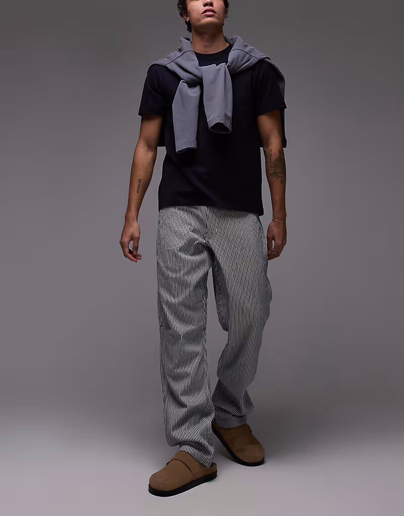 

Брюки Dickies Garyville Regular Fit Hickory Stipe синего цвета