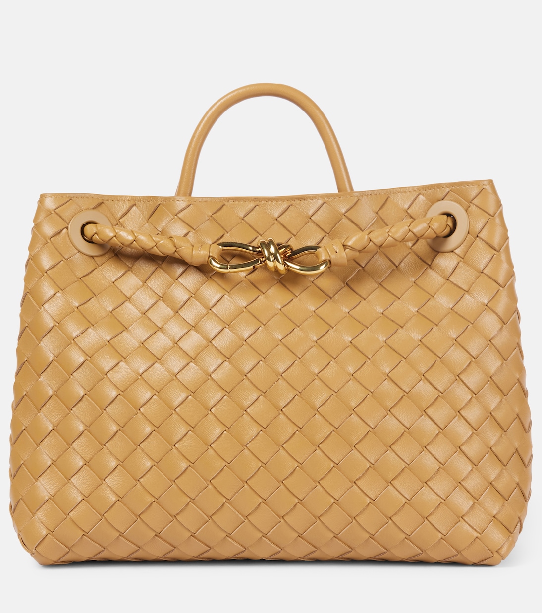 

Andiamo Intrecciato средняя кожаная сумка-тоут Bottega Veneta, DARK PRA-MB-DARK PRA