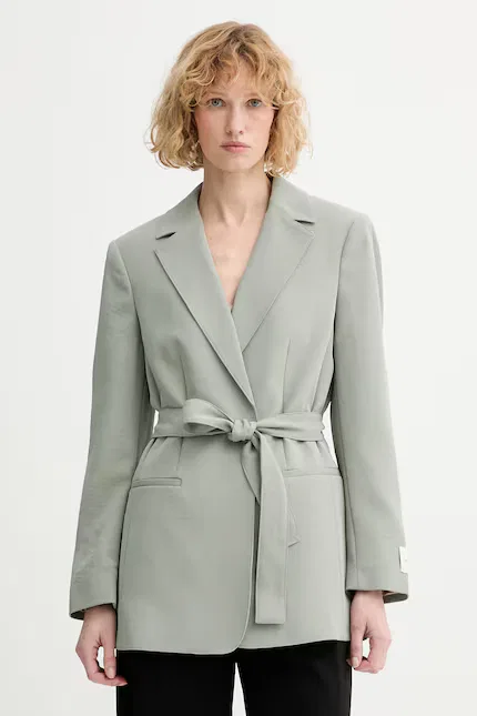 Жакет с завязкой на талии Calvin Klein, зеленый