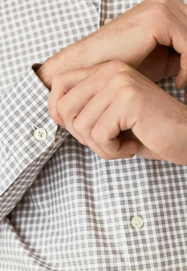 Рубашка с длинным рукавом стандартного кроя Next, Grey Gingham — фото 4