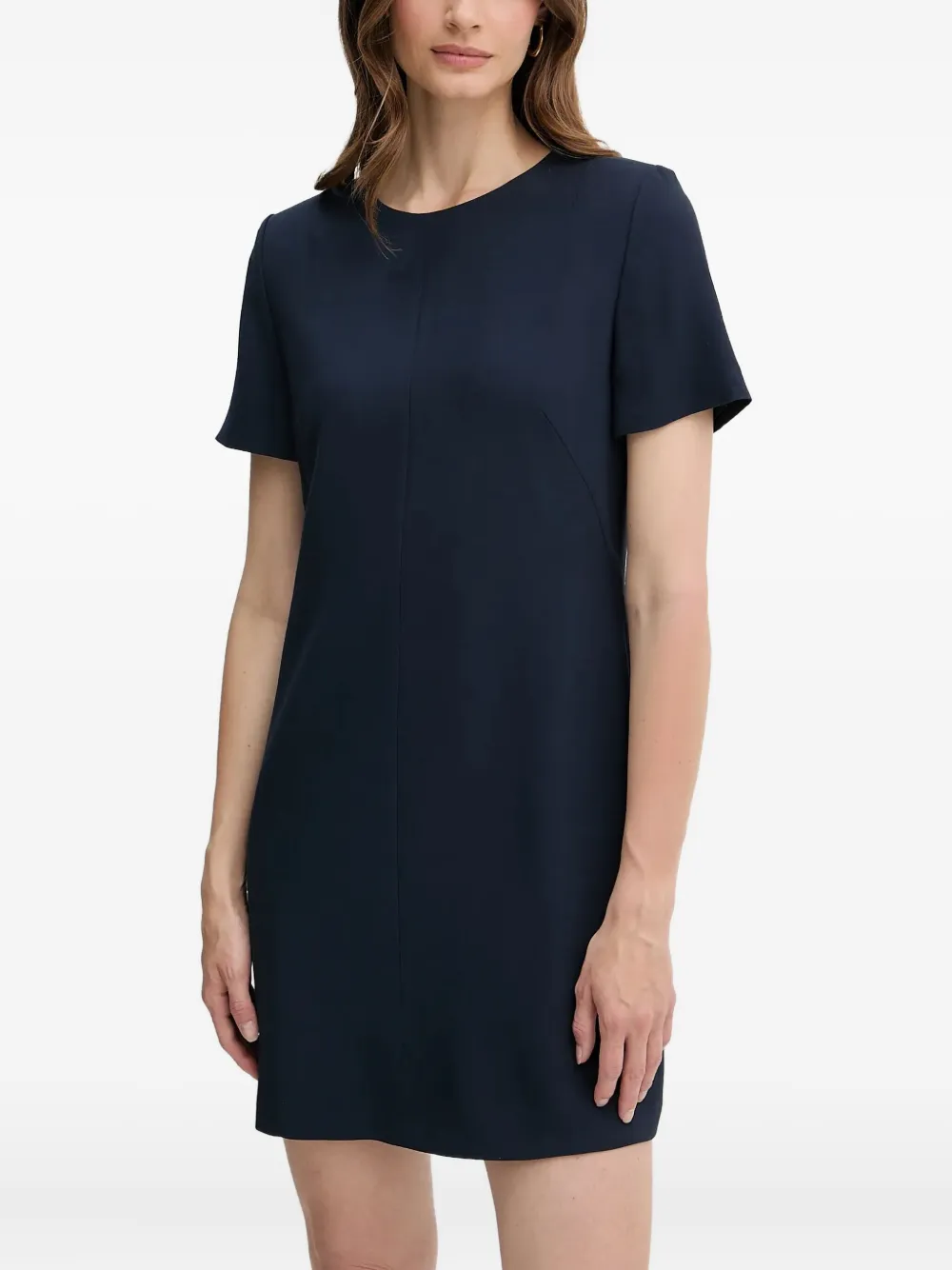 

Платье-трапеция длины мини с короткими рукавами BOSS, синий