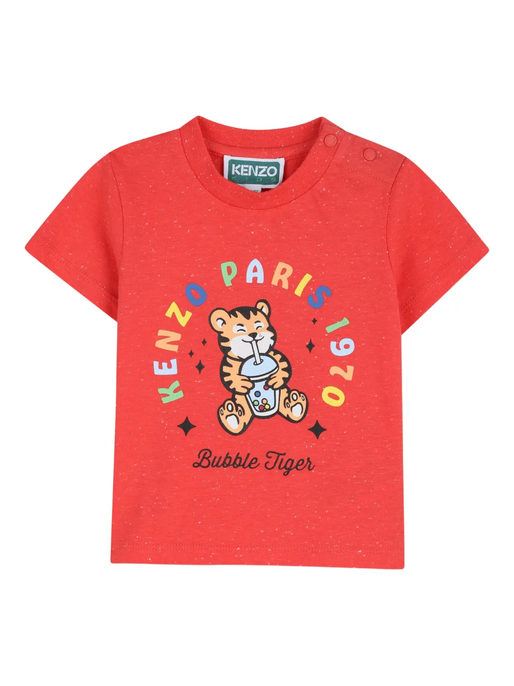 

Футболка с принтом "тигр с бабл-ти" Kenzo Kids, красный