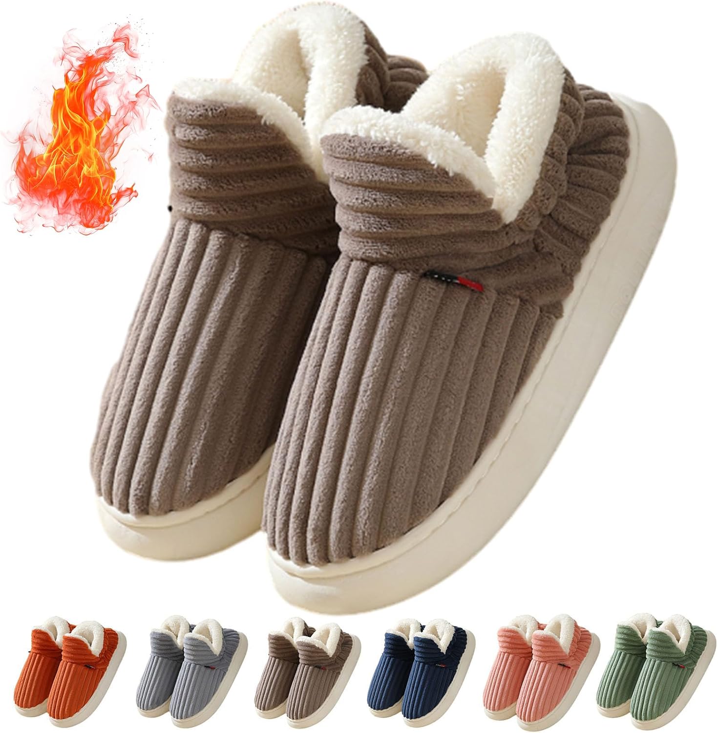 

Домашние тапочки-ботиночки, уютные, стильные, зимние, пушистые, теплые, с толстой подошвой, плюшевые, в виде облака, для мужчин и женщин Generic, коричневый