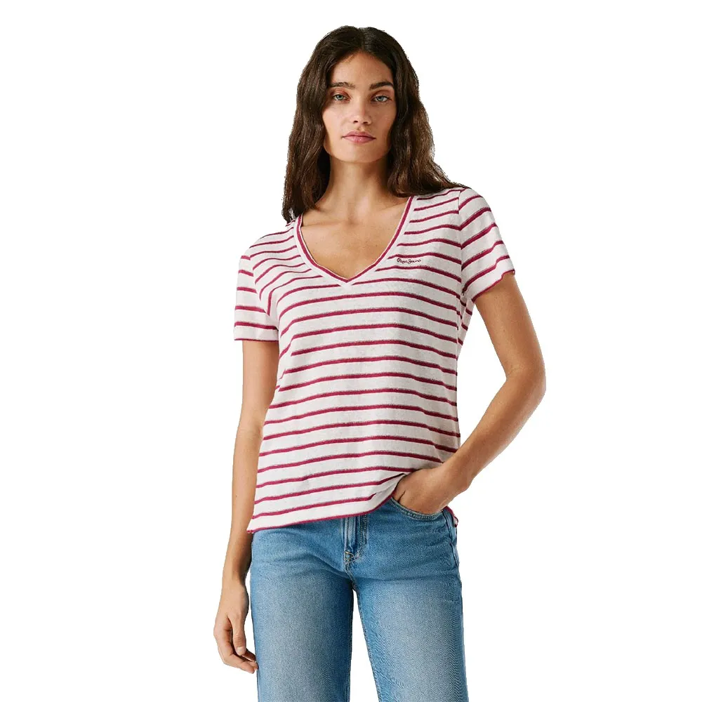 

Футболка Pepe Jeans Megan с коротким рукавом и V-образным вырезом, розовый